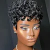 hort pixie perruques pour les femmes noires courtes noires bouclés pixie perruques cheveux synthétiques perruques pour les femmes noires naturel ondulé noir pixie coupe wi