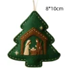 ornements en feutre faits à la main avec scène de nativité dans un style d'art moderne pour la décoration d'arbre de noël et une atmosphère festive de la maison