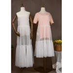 Robe en maille transparente japonaise pour femmes, bretelles spaghetti chics d’été, robes de documents solides, rouge, bleu Robe en maille transparente japonaise pour femmes, bretelles spaghetti chics d’été, robes de documents solides, rouge, bleu