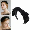 bandeau à larges bords en velours pour femme, cerceau surdimensionné, nœud noir, version coréenne, haut de gamme, automne, hiver, nouveau