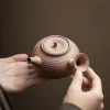 théière à poignée latérale en poterie brute de boue de roche ancienne de 200ml, théière rétro, bouilloire à thé, cérémonie du thé, fabrication de thé, pot unique, cérémonie du thé