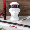 Écharpe de sauna à imprimé ninja pour enfant, bande décorative de style japonais samouraï fitness, 4 pièces