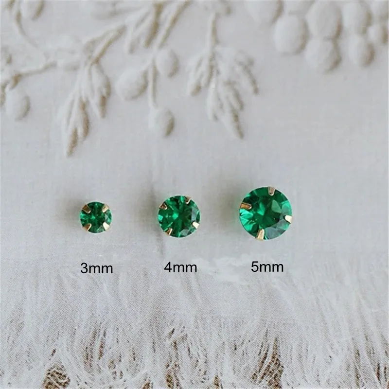 ccfchain boucles d'oreilles yas en argent regardé 925, plaqué or 14 carats, vert émeraude, mini boucles d'oreilles rondes à quatre griffes japonaises et coréennes ccfchain boucles d'oreilles yas en argent regardé 925, plaqué or 14 carats, vert émeraude, mini boucles d'oreilles rondes à quatre griffes japonaises et coréennes