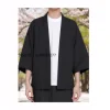 chemise noire pour hommes, chemise kimono, cardigans de style chinois traditionnel pour hommes, cardigan d'été léger pour hommes