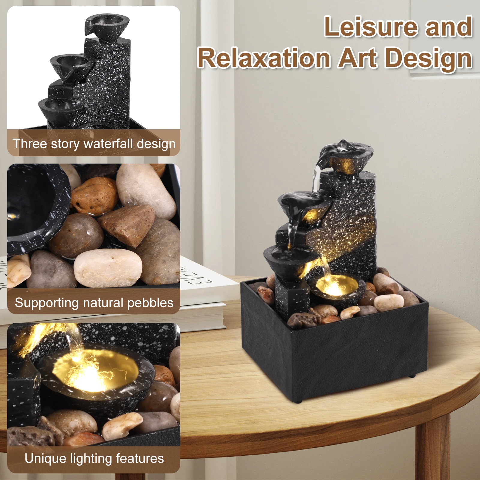 décor de cascade de table, fontaine d'eau, ornements de bureau, feng shui, cascade d'eau qui coule, décoration de paysage de table décor de cascade de table, fontaine d'eau, ornements de bureau, feng shui, cascade d'eau qui coule, décoration de paysage de table