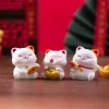 6/12 pièces nouveau dessin animé chinois maneki neko ornements figurine animale chat chanceux modèle bonne chance richesse maison bureau voiture décoration