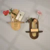 Étagère murale suspendue de style nordique, en rotin indonésien japonais, support à fleurs en bois massif, décoration murale pour maison