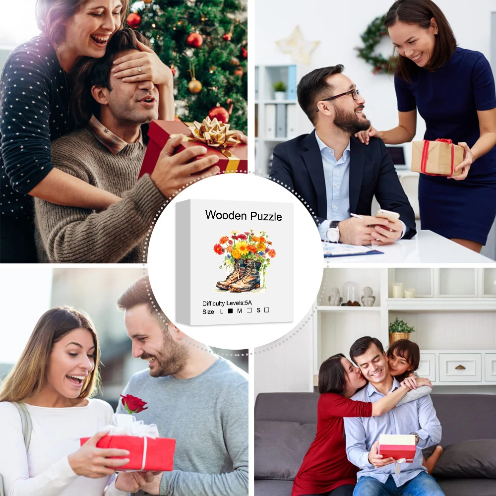 puzzle en bois pour adultes, fleurs et chaussures, cadeaux de vacances spéciaux pour amis, famille, décoration de maison d'art moderne puzzle en bois pour adultes, fleurs et chaussures, cadeaux de vacances spéciaux pour amis, famille, décoration de maison d'art moderne