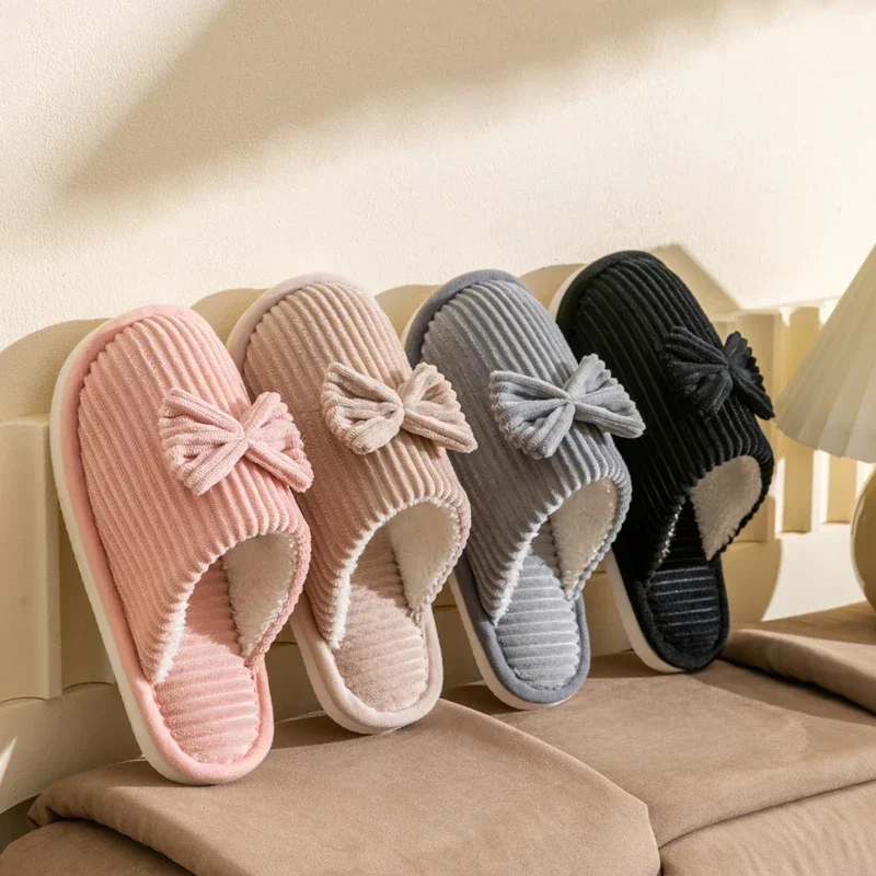 pantoufles à nœud pour femmes, légères, confortables et douces, pantoufles chaudes pour la maison, automne/hiver pantoufles à nœud pour femmes, légères, confortables et douces, pantoufles chaudes pour la maison, automne/hiver