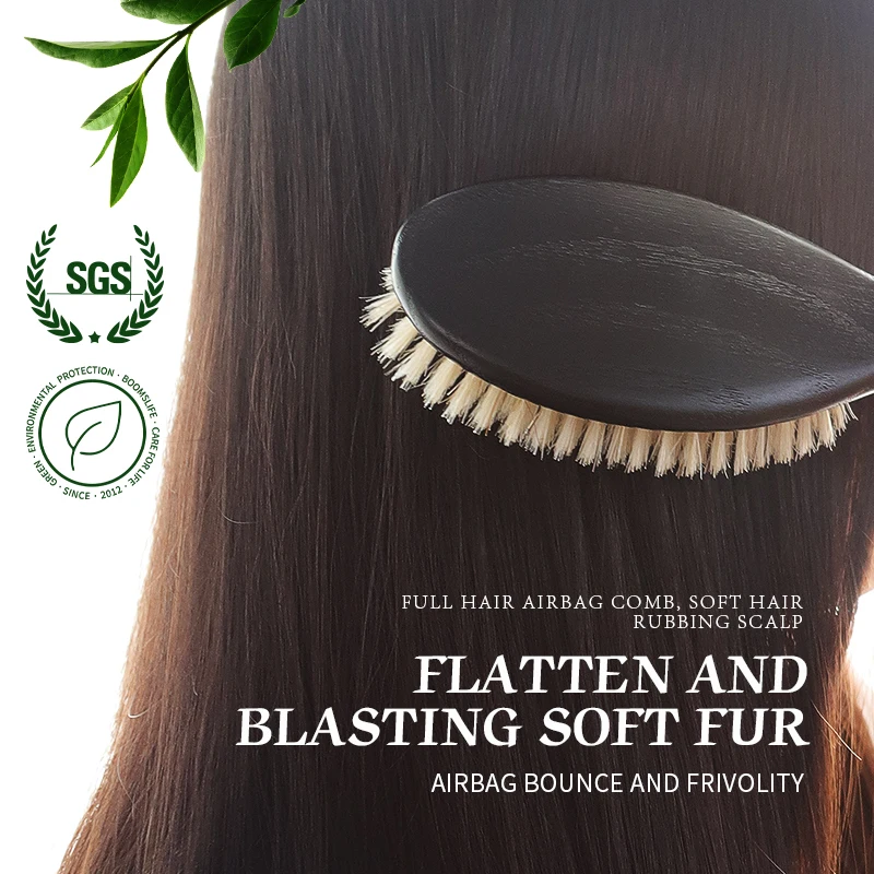 brosse à cheveux en poils de sanglier doux pour femmes, peigne de massage du cuir chevelu, manche en bois de chêne américain, outil de soins pour cheveux longs et bouclés brosse à cheveux en poils de sanglier doux pour femmes, peigne de massage du cuir chevelu, manche en bois de chêne américain, outil de soins pour cheveux longs et bouclés