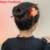 Épingle à cheveux de style ancien, couvre chef lumineux, pompon hanfu, bâtons de cheveux, accessoires pour cheveux de style chinois, fourchette à cheveux en bois, cadeau de coiffure