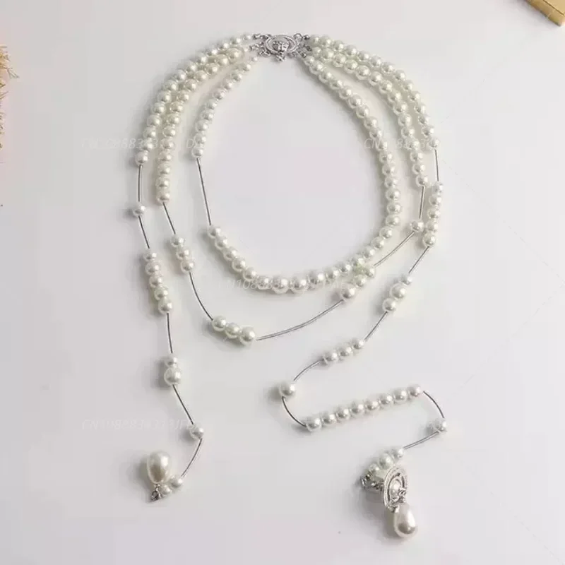 collier multicouche élégant à franges en perles, niche haut de gamme, sensation asymétrique, chaîne de cou drapée, collier vintage tendance collier multicouche élégant à franges en perles, niche haut de gamme, sensation asymétrique, chaîne de cou drapée, collier vintage tendance