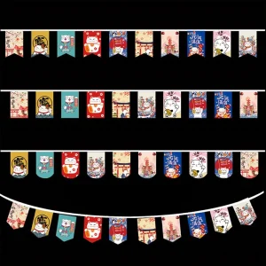Style japonais chat chanceux suspendus chaîne drapeau banderoles bannière Sushi Izakaya Restaurant anniversaire décoration de fête de mariage Style japonais chat chanceux suspendus chaîne drapeau banderoles bannière Sushi Izakaya Restaurant anniversaire décoration de fête de mariage