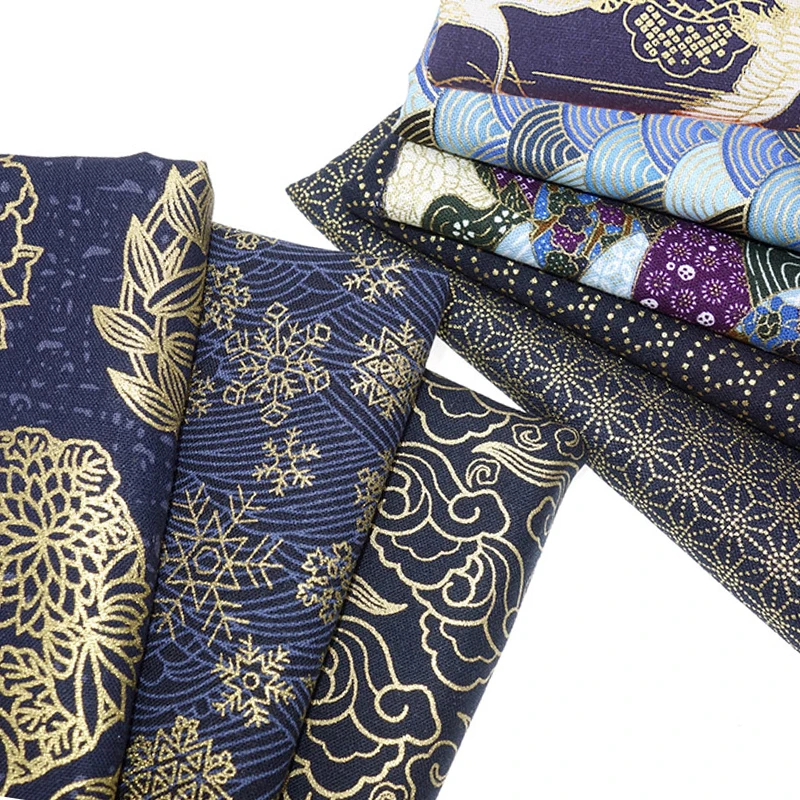 Tissu Bronze 100% coton pour bricolage Hanfu, Kimono japonais, sacs à coudre, vêtements, Patchwork, tissu bleu marine pour rembourrage, artisanat en coton Tissu Bronze 100% coton pour bricolage Hanfu, Kimono japonais, sacs à coudre, vêtements, Patchwork, tissu bleu marine pour rembourrage, artisanat en coton