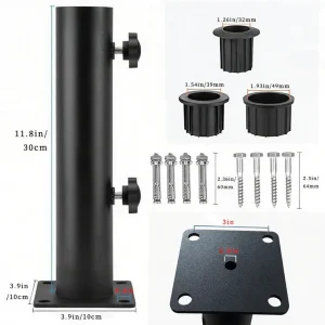 Kit de Base de Parasol d’extérieur, Support métallique résistant aux intempéries pour Parasol Stable, Support de Parasol de jardin avec bouchons réglables Kit de Base de Parasol d’extérieur, Support métallique résistant aux intempéries pour Parasol Stable, Support de Parasol de jardin avec bouchons réglables