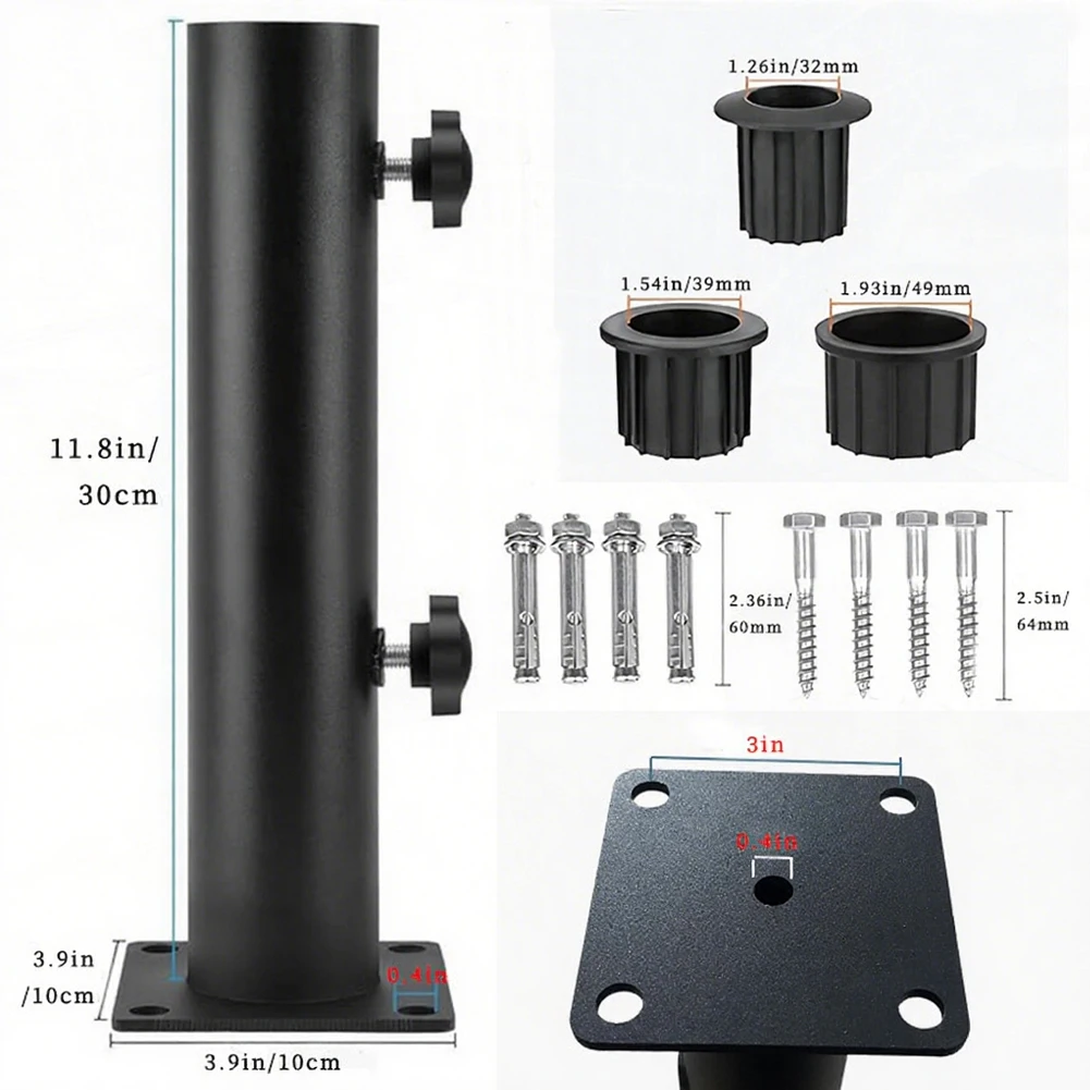 Kit de Base de Parasol d’extérieur, Support métallique résistant aux intempéries pour Parasol Stable, Support de Parasol de jardin avec bouchons réglables Kit de Base de Parasol d’extérieur, Support métallique résistant aux intempéries pour Parasol Stable, Support de Parasol de jardin avec bouchons réglables