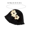 chapeau tricoté à fleurs au crochet de style coréen, ajouré, fait à la main, bonnet tissé à fleurs, mignon et chaud, avec nœud papillon, pour filles