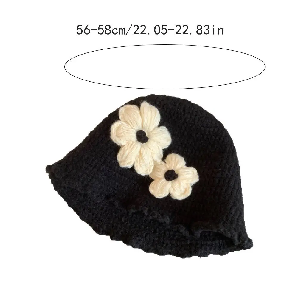 chapeau tricoté à fleurs au crochet de style coréen, ajouré, fait à la main, bonnet tissé à fleurs, mignon et chaud, avec nœud papillon, pour filles chapeau tricoté à fleurs au crochet de style coréen, ajouré, fait à la main, bonnet tissé à fleurs, mignon et chaud, avec nœud papillon, pour filles