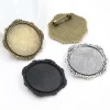 broche en plaqué argent et bronze de 30mm, 5 pièces/lot, taille intérieure, noir et antique, couleurs plaquées, style fleur, cabochon, réglage de base