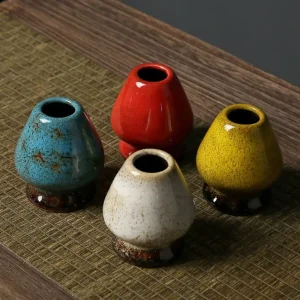 Support de fouet Matcha en céramique, four lisse, décoloration du thé, ustensiles à boire, support Chasen en bambou pour accessoires de service à thé