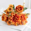 fleurs artificielles dahlia rose et marguerite en soie, pour décoration de fête de mariage à domicile, arrangements floraux diy dans des coffrets cadeaux décoratifs