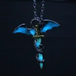 Collier pendentif dragon Shoous Steampunk vintage pour femmes et hommes, clavicule animale, bijoux de poule, lueur dans le noir, JOPunk