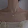 Collier Fleur de Rose en Argent Sterling 925 pour Femme, Jolis Bijoux de Tempérament Minimaliste, à la Mode
