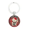 porte clés porte bonheur en alliage de chat rouge, pendentif, motif de chat adorable, style de banlieue à la mode, unisexe, bijoux d'oreille d'animal durables