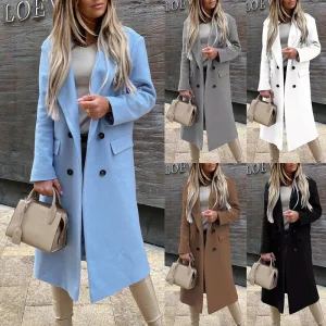 Femmes décontracté chaud laine veste Style coréen hiver vêtements d&rsquo;extérieur manteau ample ouvert devant à manches longues pardessus rétro pois manteau pour femme
