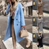 femmes décontracté chaud laine veste style coréen hiver vêtements d'extérieur manteau ample ouvert devant à manches longues pardessus rétro pois manteau pour femme