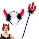 Bandeau cornes du diable rouge, casque d&rsquo;animal d&rsquo;horreur, Cosplay démon, accessoires de Costume de fête d&rsquo;halloween, baguette magique, cadeaux de noël