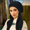 nouvelles femmes hijabs doux extensible bonnet musulman turban chapeaux foulard enveloppement chimio dame bandana casquettes sous écharpe islamique perte de cheveux casquette