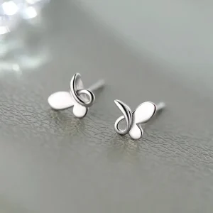 Mini boucles d’oreilles papillon en argent regardé 925 véritable pour femme, bijoux fins minimalistes, insecte mignon, accessoires version coréenne Mini boucles d’oreilles papillon en argent regardé 925 véritable pour femme, bijoux fins minimalistes, insecte mignon, accessoires version coréenne