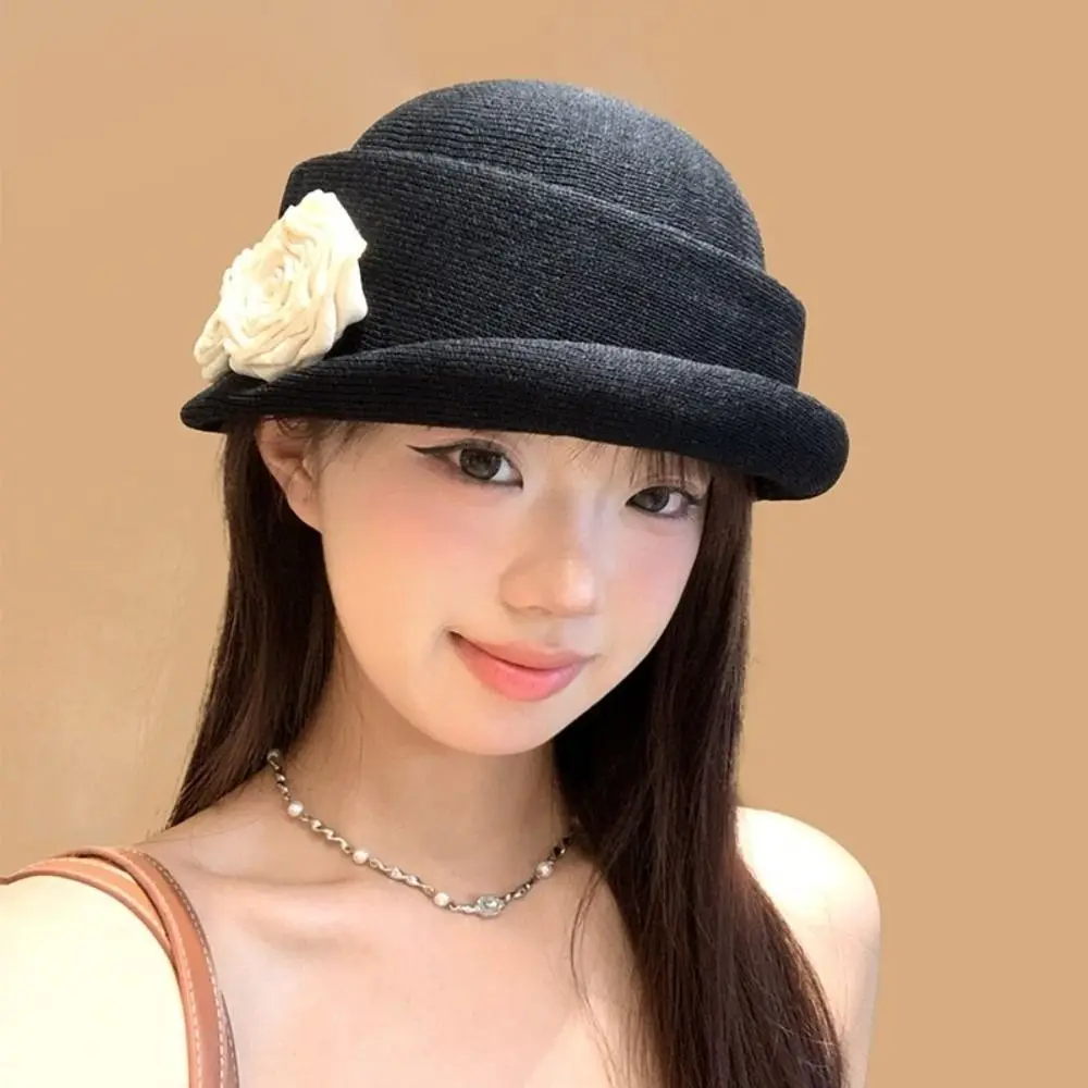 mode style français camélia fleur casquette curl bord hepburn floral melon chapeau britannique élégant femmes formel chapeau dame mode style français camélia fleur casquette curl bord hepburn floral melon chapeau britannique élégant femmes formel chapeau dame