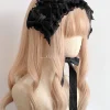 accessoires pour cheveux lolita originaux faits à la main, blanc et noir, coiffure rose bleu, bandeau en dentelle avec nœud kc