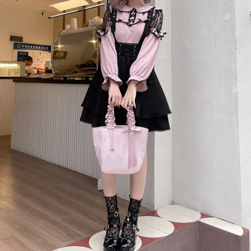 y2k bow blouse à volants femmes japonais jk kawaii dentelle chemise à volants harajuku mignon haut pour femme 2025 élégant lolita blusas camisas y2k bow blouse à volants femmes japonais jk kawaii dentelle chemise à volants harajuku mignon haut pour femme 2025 élégant lolita blusas camisas