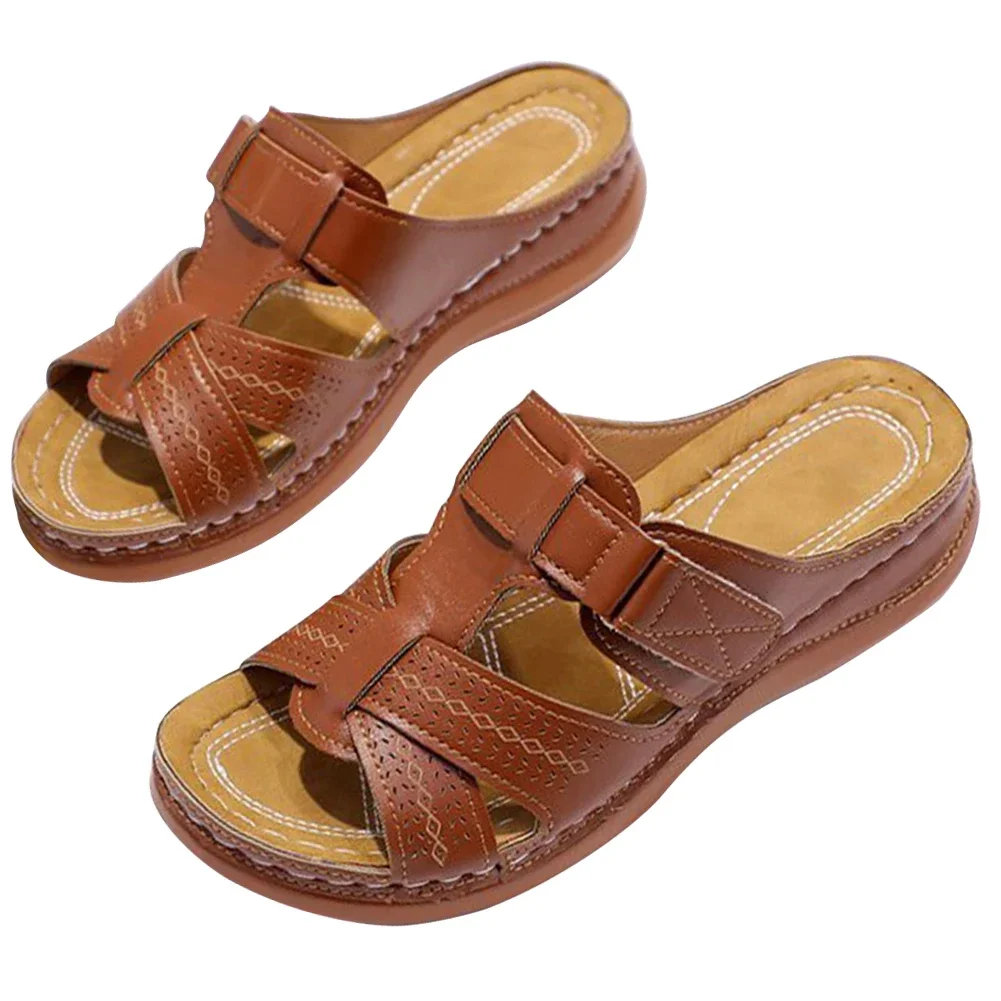 sandales orthopédiques à bout ouvert pour femmes, sandales compensées vintage, pantoufles de plage d'été, semelle épaisse antidérapante pour l'intérieur et l'extérieur sandales orthopédiques à bout ouvert pour femmes, sandales compensées vintage, pantoufles de plage d'été, semelle épaisse antidérapante pour l'intérieur et l'extérieur