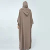 abayas à pompons pour femmes musulmanes, vêtements de prière du ramadan, jalaba à capuche, manches chauve souris décontractées solides, robe arabe financièrement, djellab eid