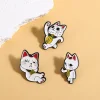 broche en alliage de chat porte bonheur, dessin animé mignon, broches en émail, badge en métal personnalisé et tendance, accessoires cadeaux amusants