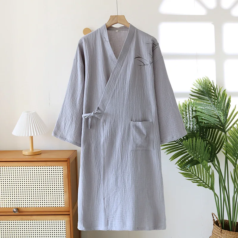 robe kimono japonaise pour hommes, en gaze de coton, jacquard, vêtements de maison amples, respirant, ample, vêtements de nuit pour hommes, printemps automne robe kimono japonaise pour hommes, en gaze de coton, jacquard, vêtements de maison amples, respirant, ample, vêtements de nuit pour hommes, printemps automne