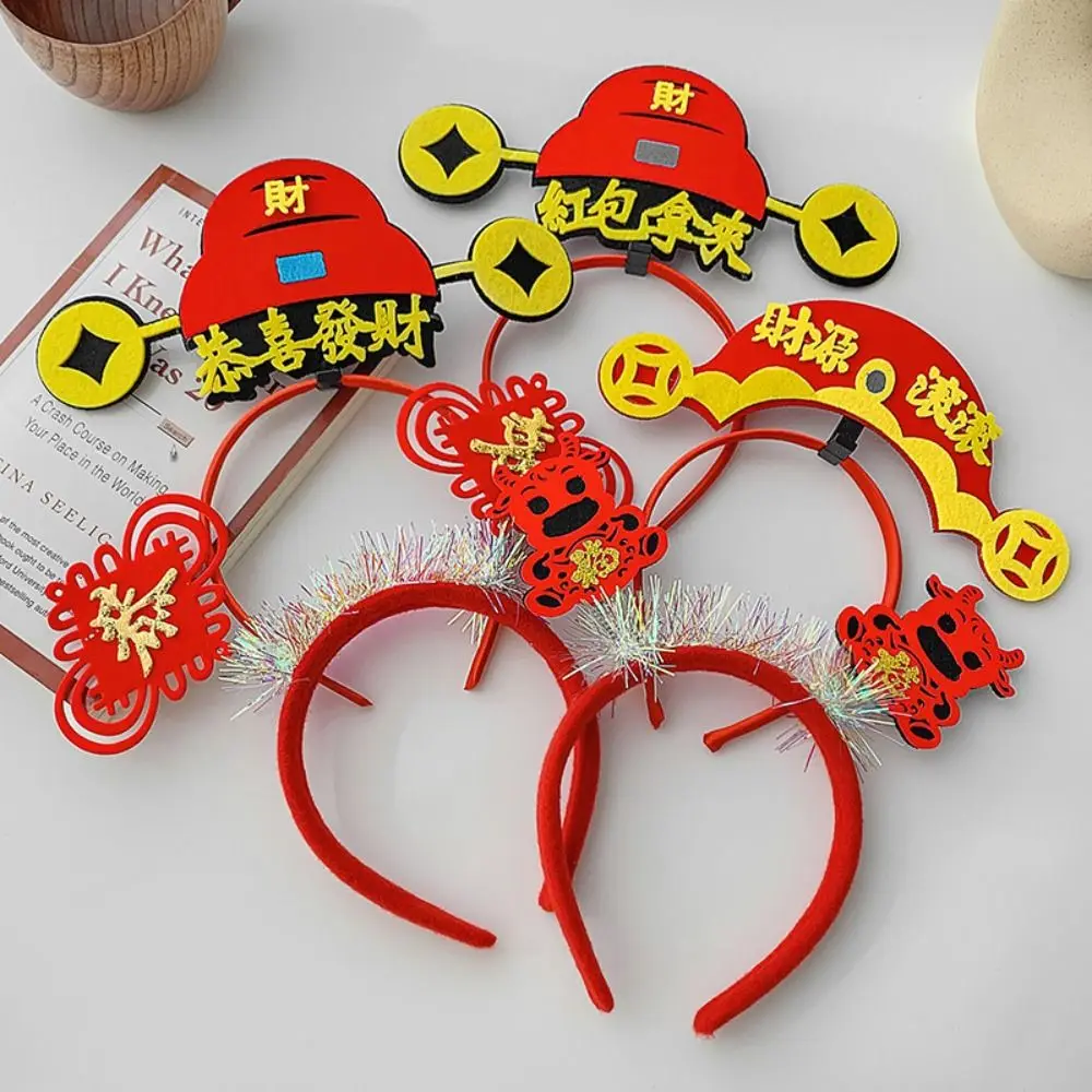 bandeau rouge pour cheveux, bonne année, mascotte dragon, style chinois, couvre chef pour enfant, cerceau en feutre, 2024 bandeau rouge pour cheveux, bonne année, mascotte dragon, style chinois, couvre chef pour enfant, cerceau en feutre, 2024