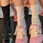 3 paires Kawaii filles chaussettes mignonnes printemps été maille évider femmes chaussettes couleur unie femme Harajuku rétro Vintage longues chaussettes