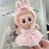 Mini vêtements de course en peluche avec nœud en soie brillante rose, jupe menstruelle princesse, accessoires Kpop, idole Labubu, tenue coréenne, 17cm Mini vêtements de course en peluche avec nœud en soie brillante rose, jupe menstruelle princesse, accessoires Kpop, idole Labubu, tenue coréenne, 17cm