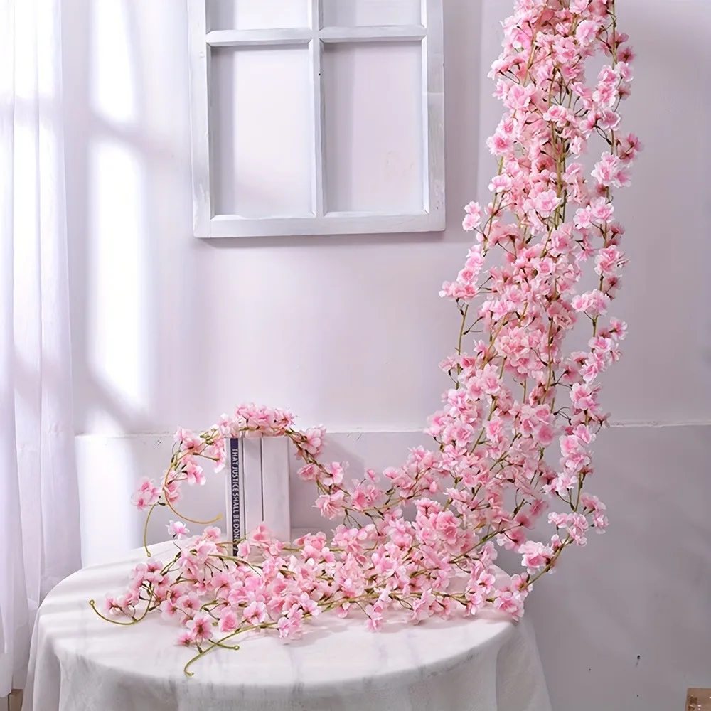 fleurs artificielles sakura suspendues, fausse guirlande florale, pour maison, jardin, arc de mariage, fête, fleur de cerisier, arrangement de décoration murale fleurs artificielles sakura suspendues, fausse guirlande florale, pour maison, jardin, arc de mariage, fête, fleur de cerisier, arrangement de décoration murale