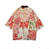 yukata imprimé sakura pour hommes et femmes, vêtements asiatiques à col ouvert à la mode, kimono de jeu de rôle japonais harajuku