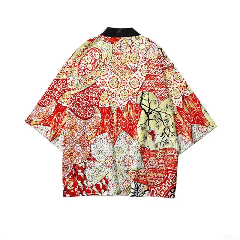 yukata imprimé sakura pour hommes et femmes, vêtements asiatiques à col ouvert à la mode, kimono de jeu de rôle japonais harajuku yukata imprimé sakura pour hommes et femmes, vêtements asiatiques à col ouvert à la mode, kimono de jeu de rôle japonais harajuku