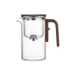 Théière en verre avec filtre, manche en bois, interrupteur magnétique en un clic, Filtration de séparation du thé, adaptée aux cadeaux de famille et aux bureaux Théière en verre avec filtre, manche en bois, interrupteur magnétique en un clic, Filtration de séparation du thé, adaptée aux cadeaux de famille et aux bureaux