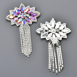 Broche à pampilles Marquise en verre argenté, cristal coloré, accessoires pour vêtements de bricolage, décoration pour vêtements pour femmes