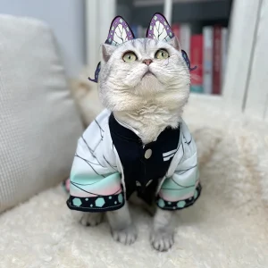 Démon Slayer animal de compagnie ver pilier printemps été chat vêtements Ninja Shinobu Cosplay Kimono chien Shinobu vêtements