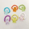 ensemble de 6 pièces ondulées coréennes, couleur gelée y2k, anneau ours mignon en résine, élasticité réglable, perle de riz, accessoires pour femmes, cadeau, 2025